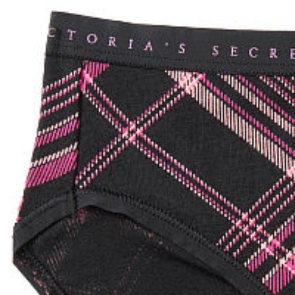 NWT VS M High-Leg Brief Pink Black Plaid - Picture 13 of 16